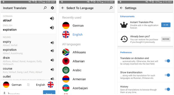 Instant Translate Android Translator Application 