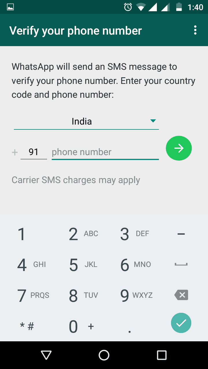enter number for second whatsapp account