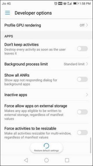 force apps install external memory