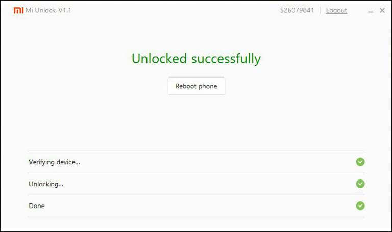 unlock bootloader successfully mi 7