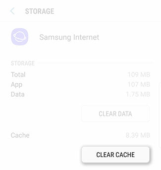 clear app cache galaxy s9 plus