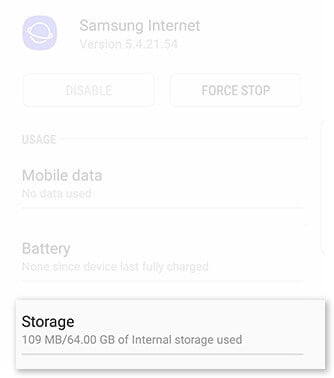 clear app cache storage galaxy s9 plus