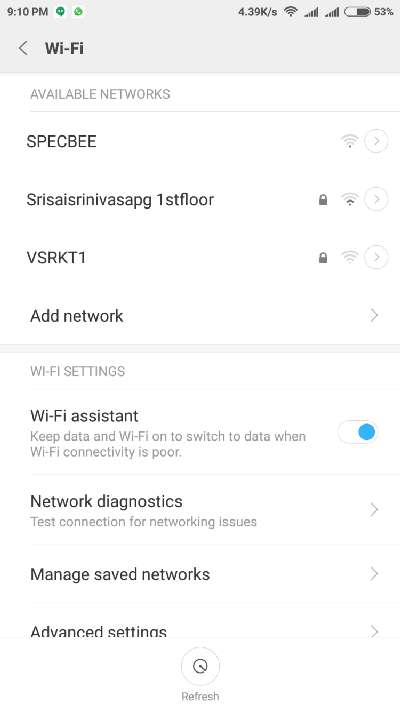 Wifi Assitant on Xiaomi Mi 10T Lite
