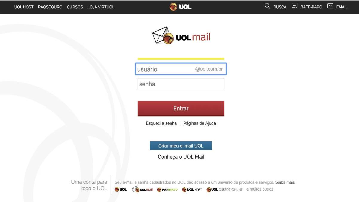 UOL Mail - Log in or sign up for a new account