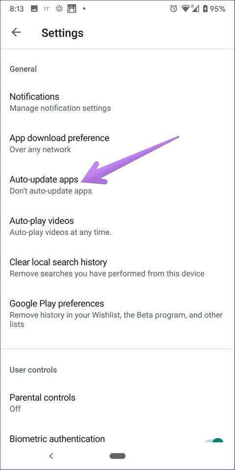 enable Auto update apps