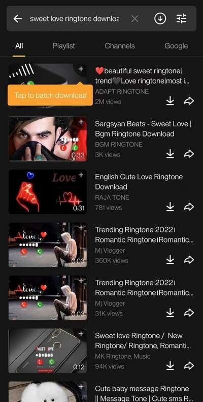 search for ringtone within the snaptube app