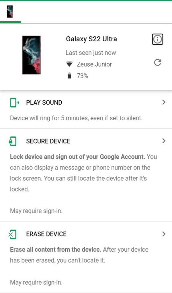 Google Find My Device Features