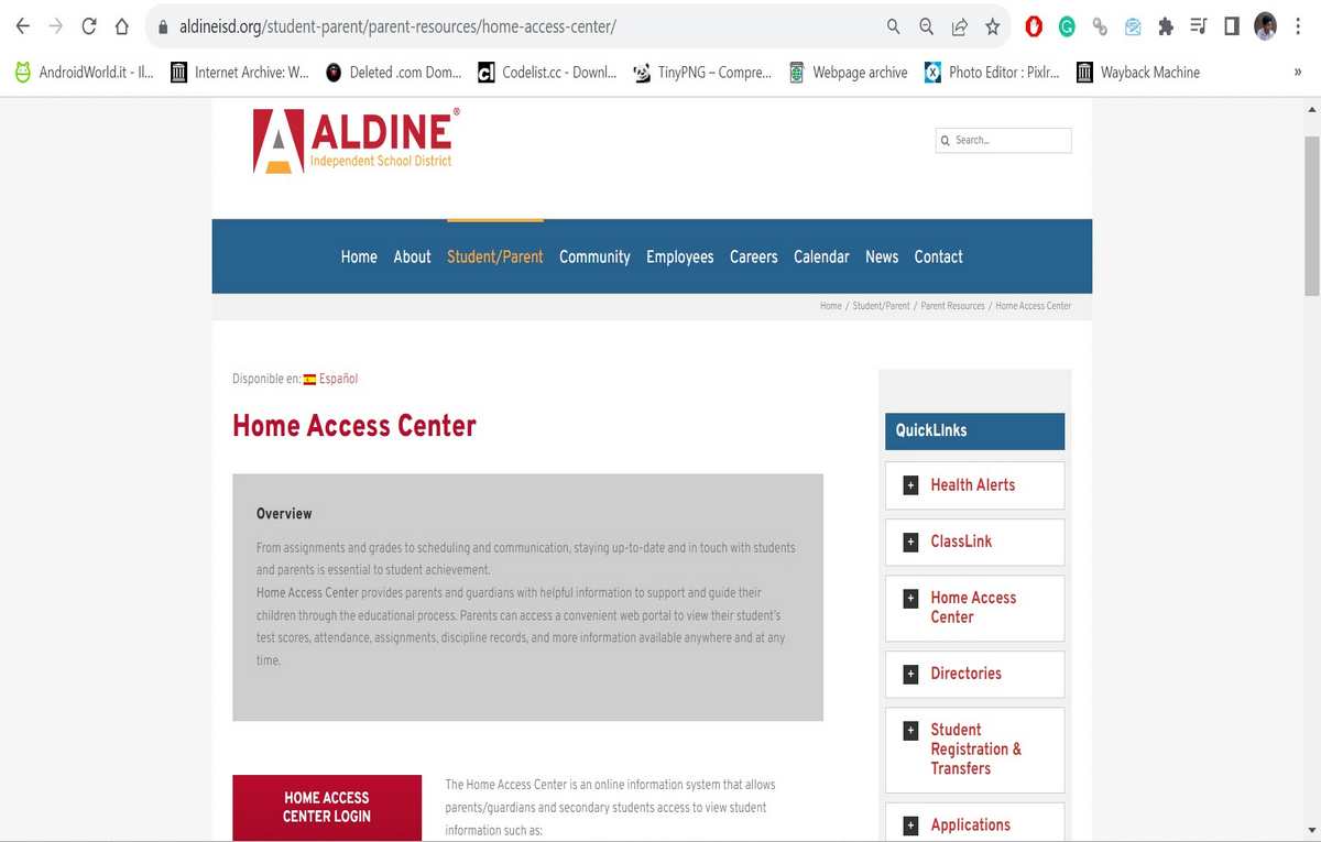 HAC Aldine Home Access Center Login